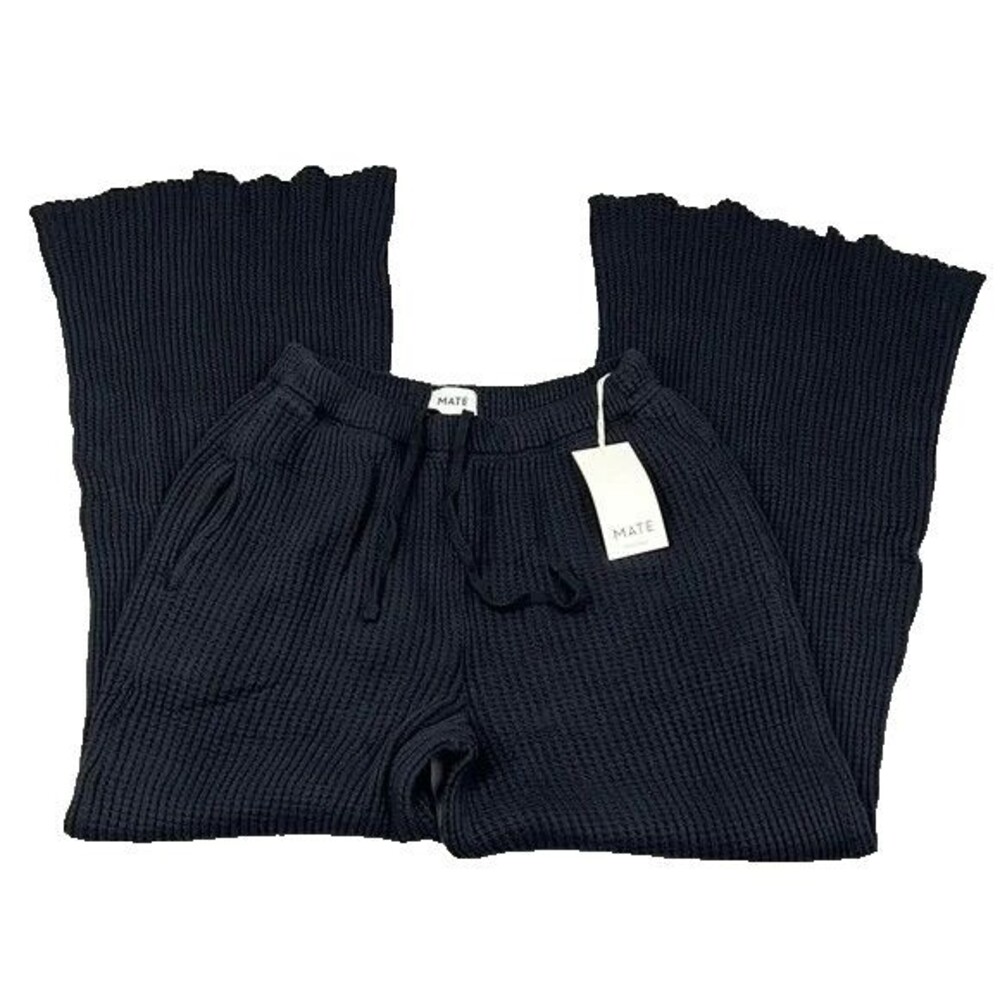 MATE the Label Black Ribbed Straight Leg Pants